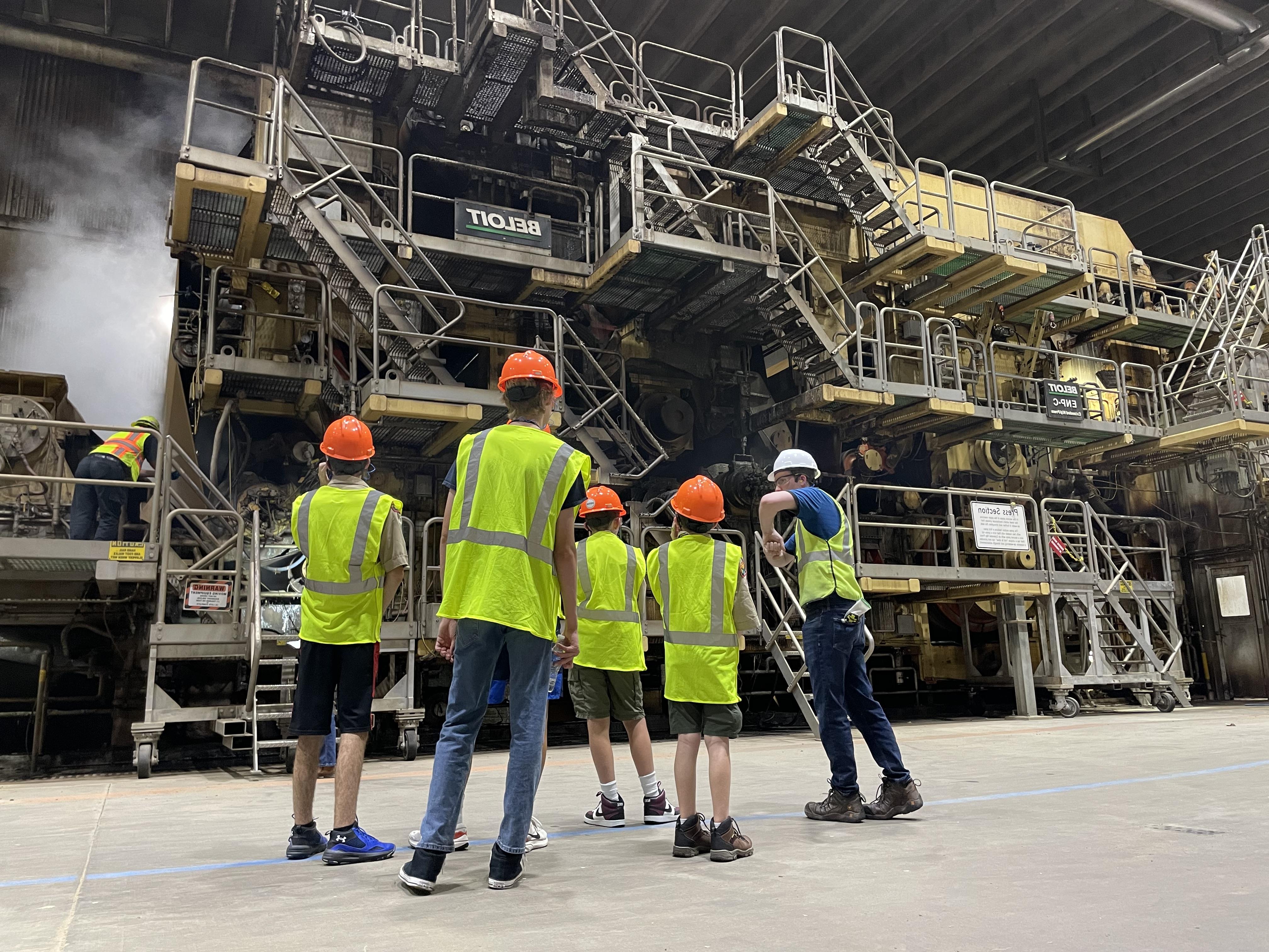 Cedar River, Iowa Boy Scouts get a tour of a paper mill